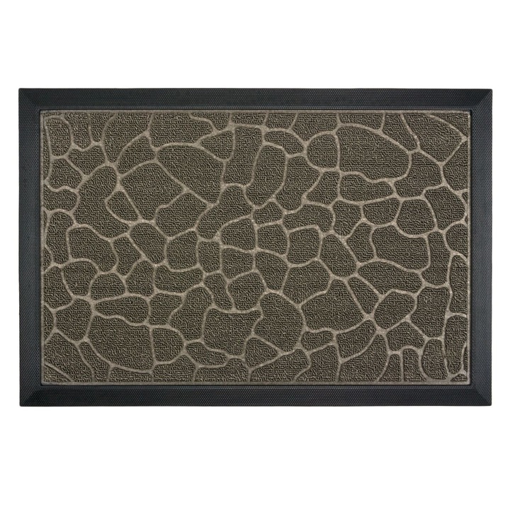 Köves mintás bejárati szőnyeg, szürke/zöld 60x41 cm