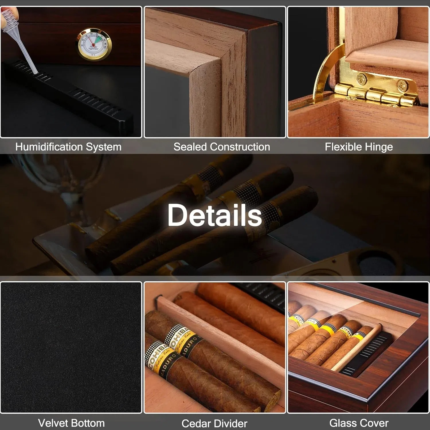 Humidor pentru Trabucuri, Gkllonve®, Cedru, Capacitate 20-25 de ...