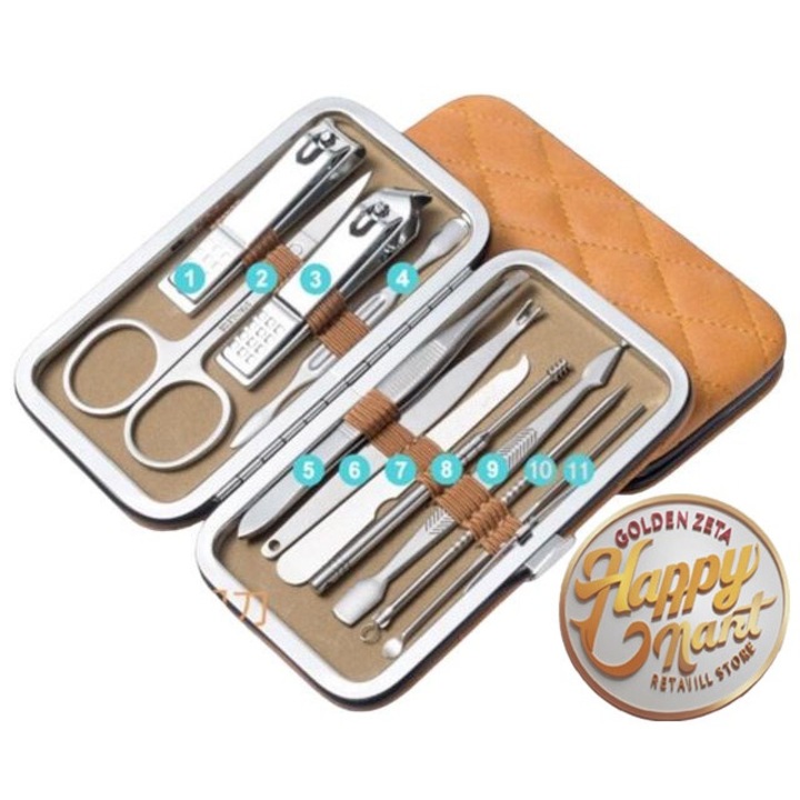 Set complet de clesti pentru unghii cu margine inclinata, instrumente pentru pedichiura, lingurita pentru urechi, 11 piese
