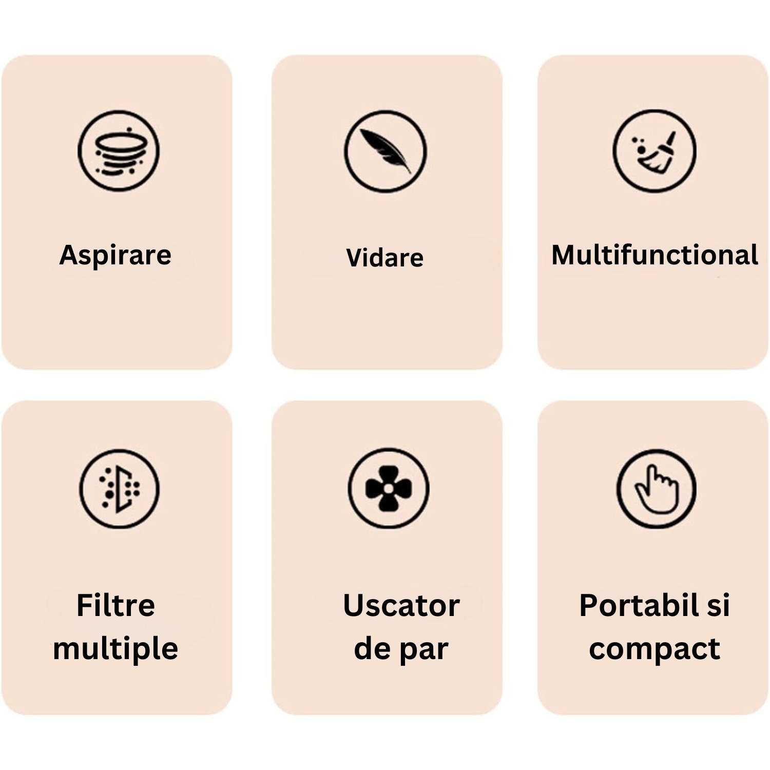 MINIASPIRATOR portabil, uscator de par, aparat vidare, multifunctional 3 in 1, DABISY, functie aspirare si suflare, fara fir, silentios, acumulator 1500 mAH, incarcare usb-c, 5 accesorii, filtru HEPA, autonomie 3h, compact si versatil, alb
