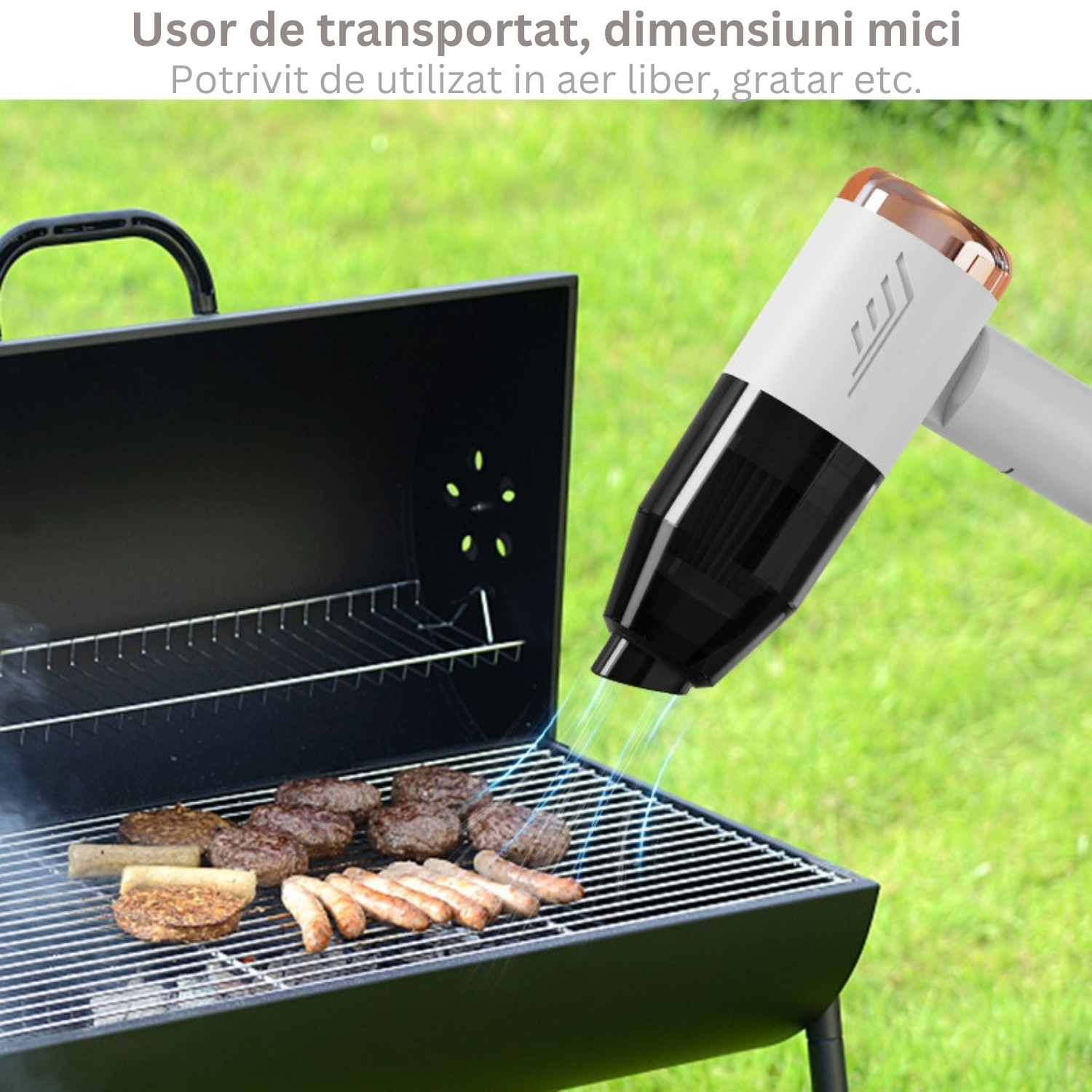 MINIASPIRATOR portabil, uscator de par, aparat vidare, multifunctional 3 in 1, DABISY, functie aspirare si suflare, fara fir, silentios, acumulator 1500 mAH, incarcare usb-c, 5 accesorii, filtru HEPA, autonomie 3h, compact si versatil, alb