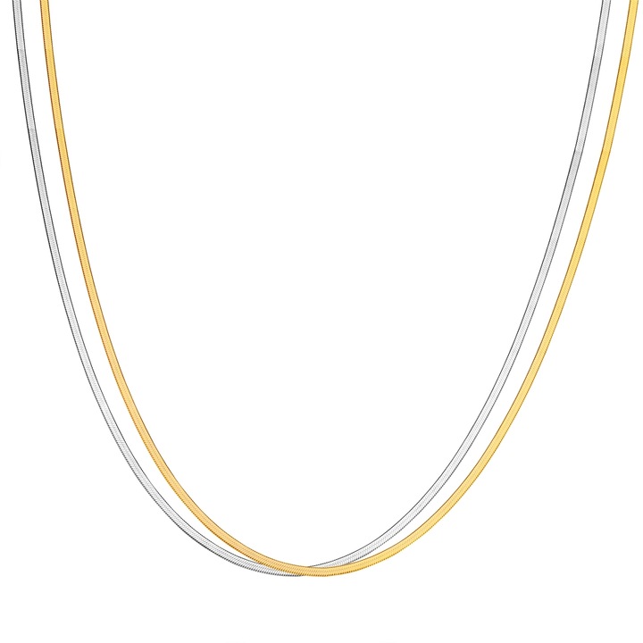 Eastside, Colier cu siraguri multiple si placat cu aur de 14K, Auriu, Argintiu