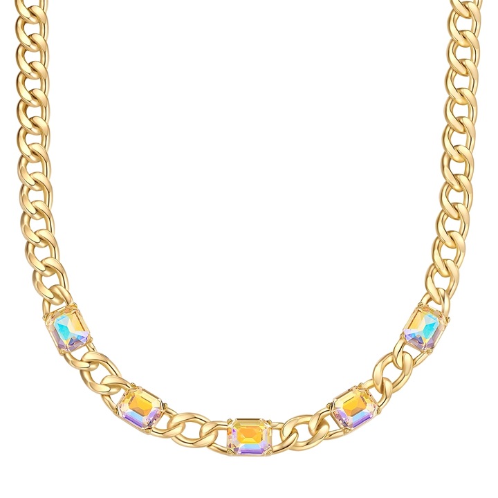 Yokoamii, Colier lant placat cu aur de 14k si pietre semipretioase, Auriu