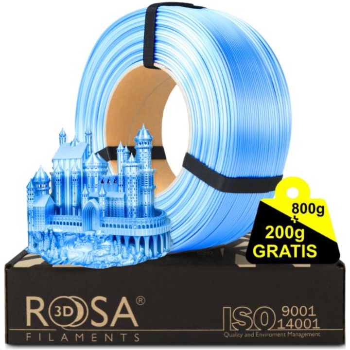 Filament 3D, Rosa3D, Refill PLA Multicolor Matase Frozen, 1.75 mm, Usor De Imprimat, Gradient Bland De Culori, Luciu Ridicat, Biodegradabil, Perfect Pentru Imprimare 3D, Obiect Decorativ, 1 kg, Albastru