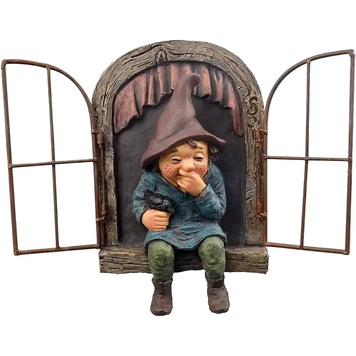 Gnom de gradina jucaus, decorare amuzanta pentru copaci, set de accesorii exterioare