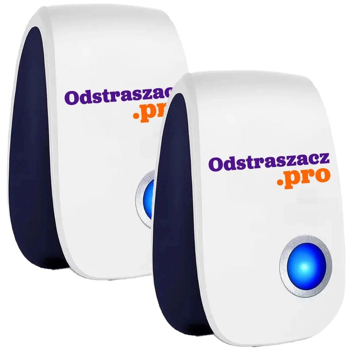 Репелент за насекоми, комплект от 2 части, LED ултразвуков репелент за вредители, обхват 51-100 m2, ABS, 9 x 5,5 cm, нетоксичен, бял