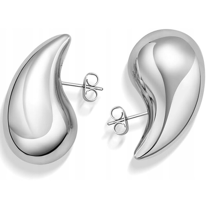 Cercei din argint 925 cu picaturi de lacrimi mari, cu stifturi din argint