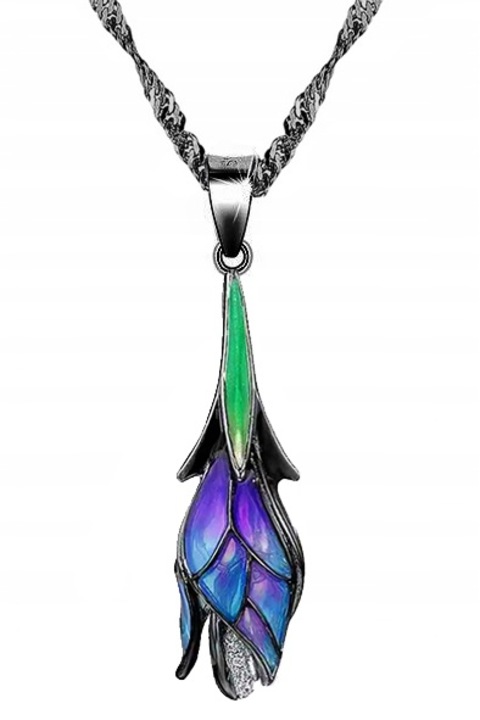 Colier de dama, argint placat, cu rodiu 925, florae, mennica bydgoska, argint