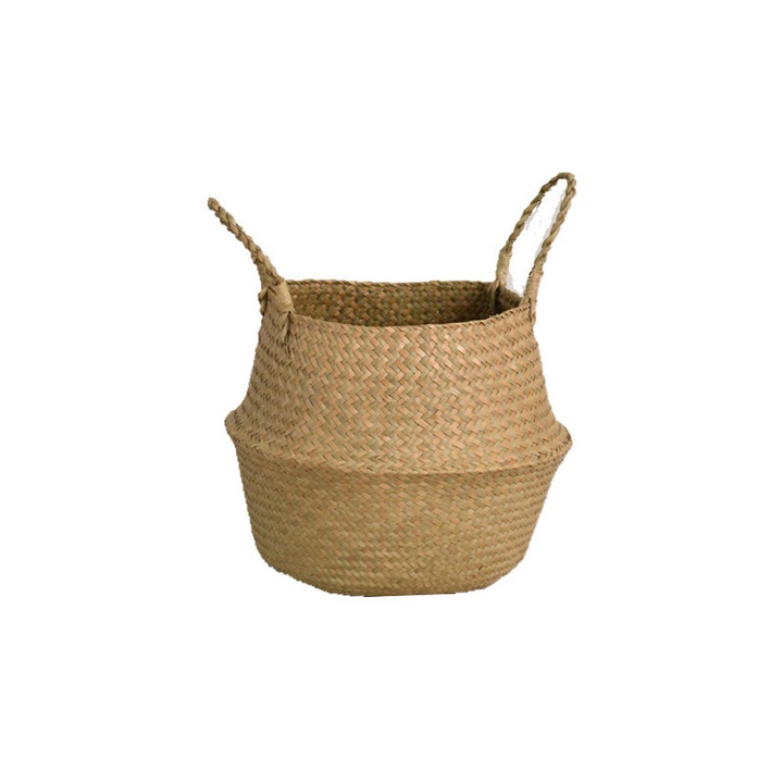 Ръчно изтъкана кошница от морска трева, Enforose, екологична, 30x30 см, комплект за съхранение и организиране на растения