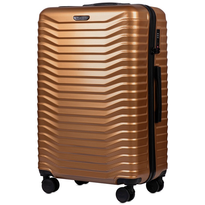 Куфар Wings PC140, Голяма количка, Поликарбонат, TSA код, 75,5 см, Златисто