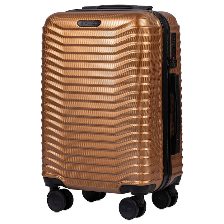 Куфар Wings PC140, Тип количка, Поликарбонат, TSA код, 55,5 см, Златисто