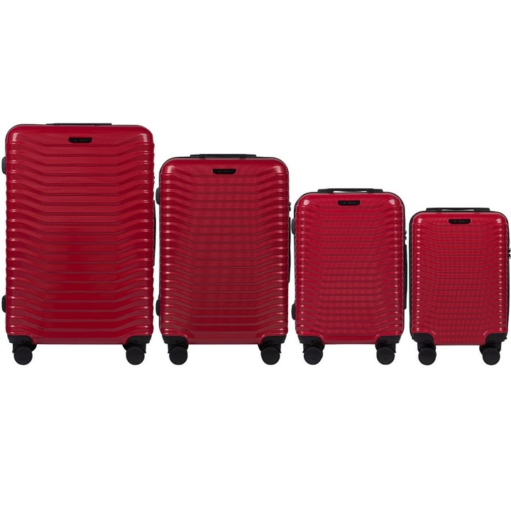 Куфар Wings PC140, Тип количка, Поликарбонат, TSA комбинация, Червена, Комплект 4