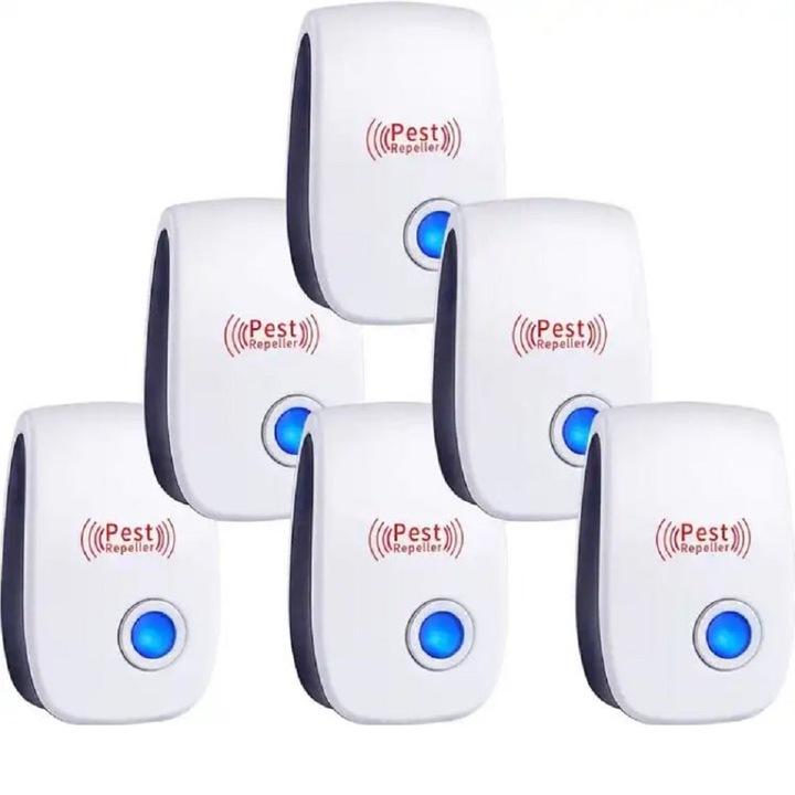 Set 6 aparate cu ultrasunete, LRTM, Anti daunatori, Pentru uz casnic, Alb
