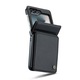 Калъф за Samsung Galaxy Z Flip6, CaseMe, мека текстурирана кожа и удобен за хващане в ръка, тип рамка, пълна защита, функция за стойка, притежател на карта, Черно