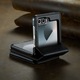 Калъф за Samsung Galaxy Z Flip6, CaseMe, мека текстурирана кожа и удобен за хващане в ръка, тип рамка, пълна защита, функция за стойка, притежател на карта, Черно