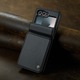 Калъф за Samsung Galaxy Z Flip6, CaseMe, мека текстурирана кожа и удобен за хващане в ръка, тип рамка, пълна защита, функция за стойка, притежател на карта, Черно