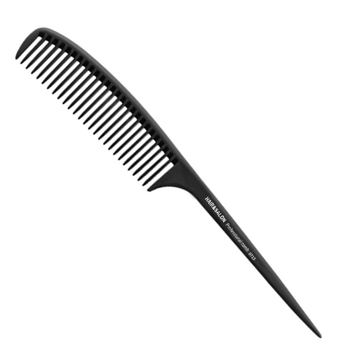 Fésű farokkal és széles fogakkal a formázáshoz, antisztatikus, fekete, 24,5 cm