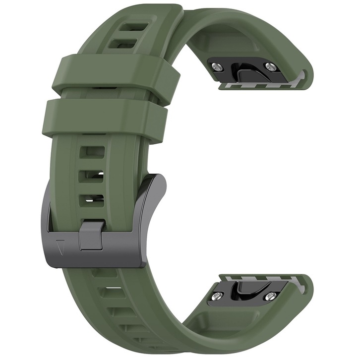 Curea Silicon pentru Garmin Fenix 3, 3 HR, 5X, 5X Plus, 6X, 6X Pro, 7X, 7X Pro Solar, by ONSG®, Compatibila cu Sistem QuickFit, Design Flexibil si Reglabil, Accesorii Ceasuri, Culoare Dark Green