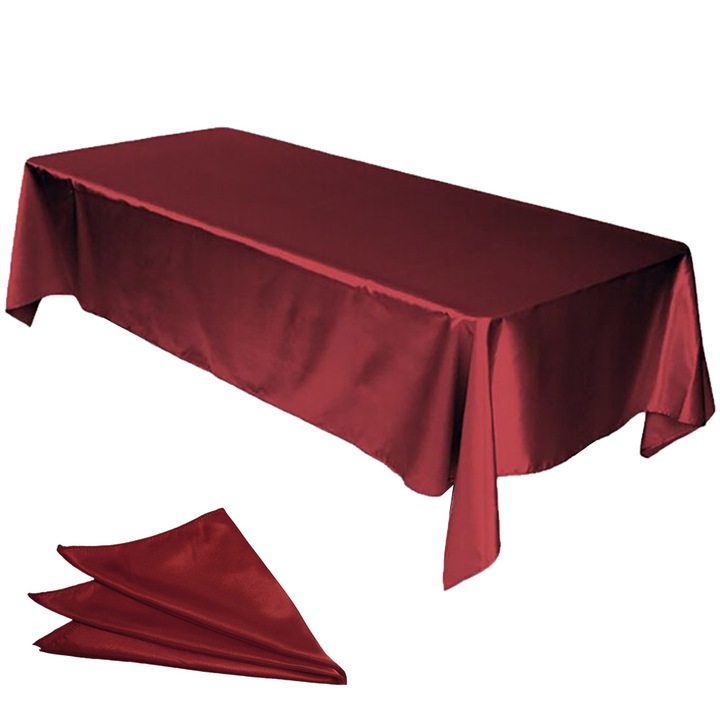 Fata de masa, Bizaical, satin, 147x259cm, pentru 10-12 persoane, design elegant