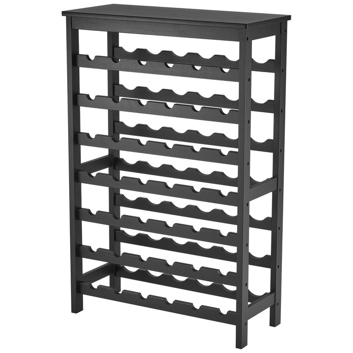 Raft pentru 42 de sticle de vin, 7 niveluri, Vivatechnix Modular, 660 x 290 x 1000 mm, Lemn bambus, negru