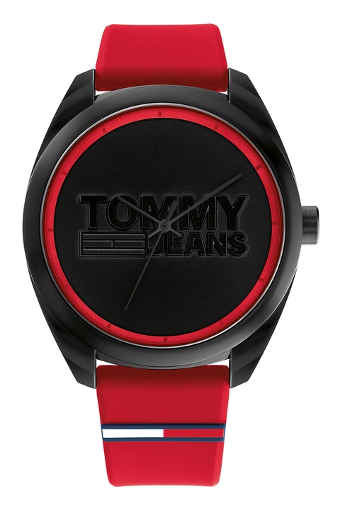 Tommy Hilfiger, Кварцов часовник с лого, Червен