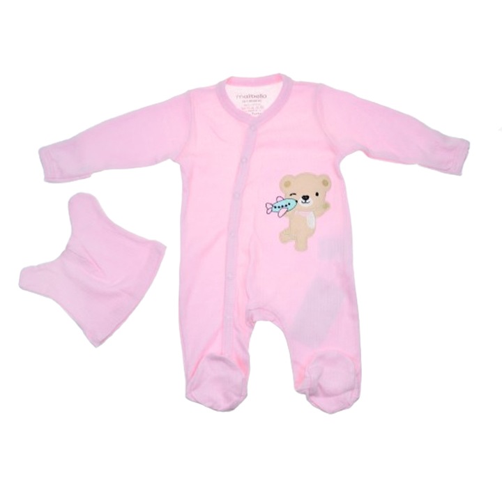 2 db-os hosszú ujjú overall és sapka lányoknak Mini Junior SETMJ-2, Pink 111572