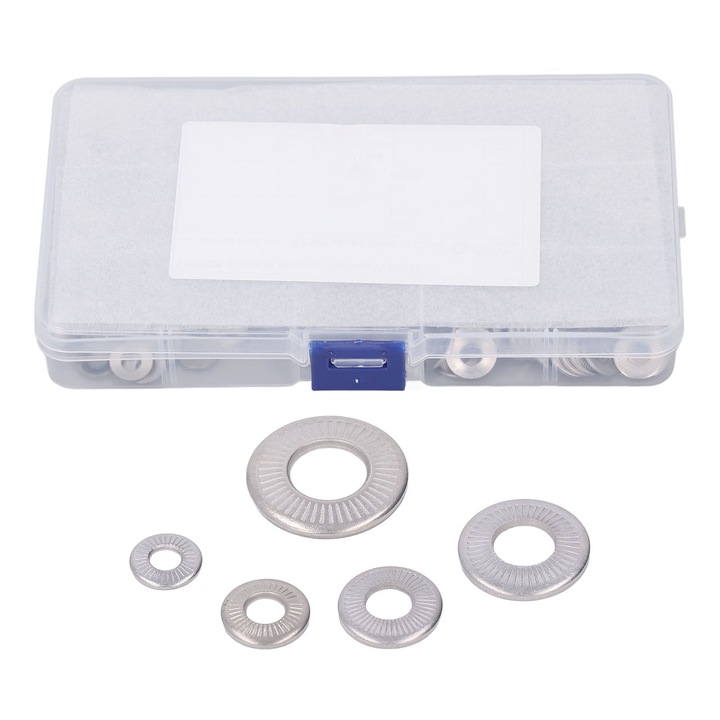 Set 140 bucati saiba arc conica zimtata din inox, M4 M5 M6 M8 M10 cu cutie de depozitare, Enforose