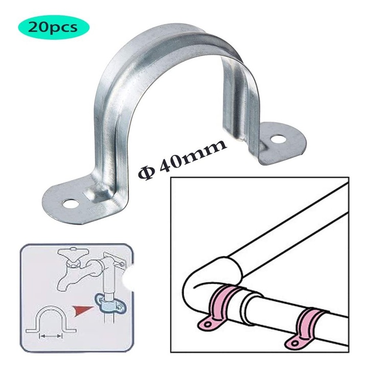 Csőbilincs, Enforose, 20 db, rozsdamentes acél, 20mm/40mm