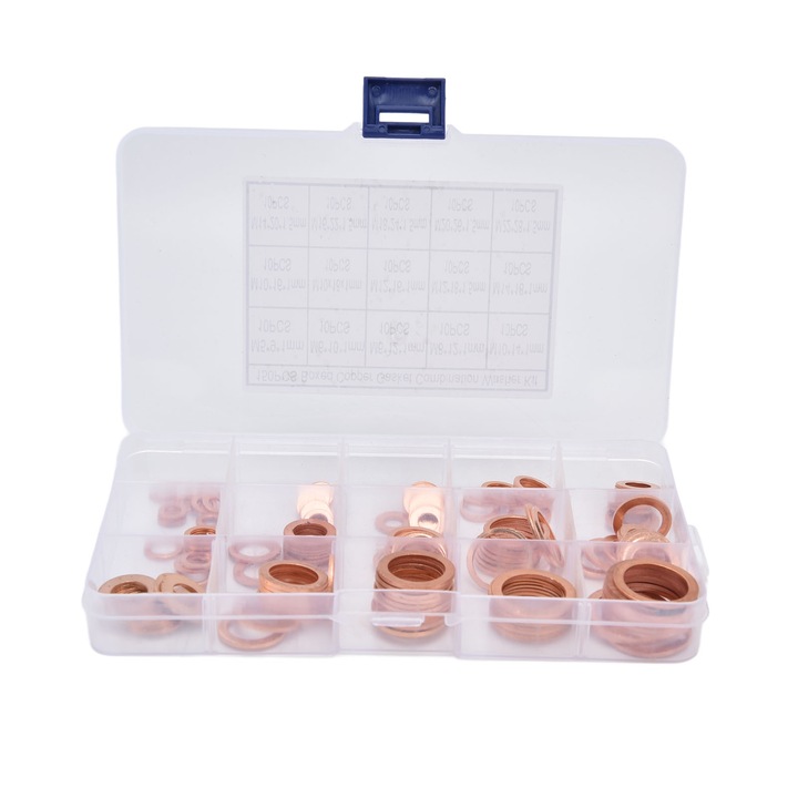 Set 150 saibe de etansare din cupru, Enforose, M5-M22, pentru pompe si supape