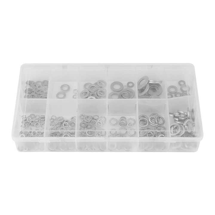 Set de saibe plate din otel inoxidabil 350 buc, Enforose, 20.5x10.3x3.2cm