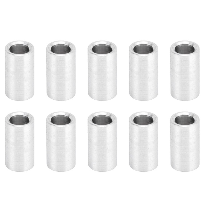 10 db alumíniumötvözet távtartó, 6 mm külső átmérő, 4 mm belső átmérő, szerkezeti tartóhoz