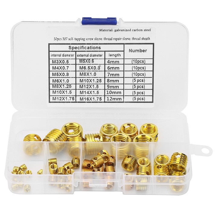 Nagy szilárdságú csavarmenet javító szerszámkészlet, 50 db (307), Enforose