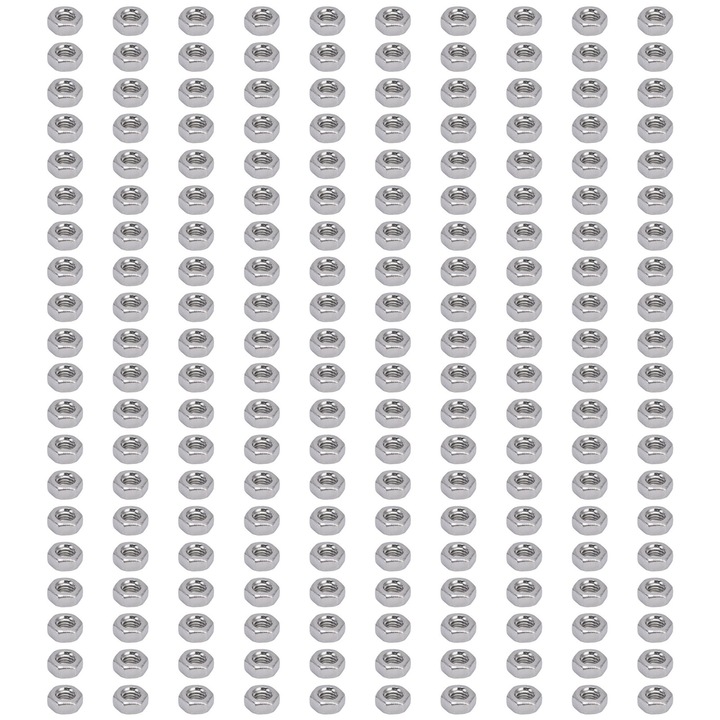 Set 200 buc piulite hexagonale M4 din otel inoxidabil, rezistente la coroziune, 7mm, compacte