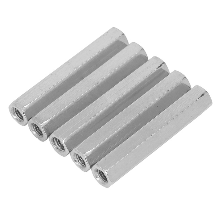 Set 5 buc. piulite hexagonale de cuplare M8x1,25, 75mm, inox 304, argintii