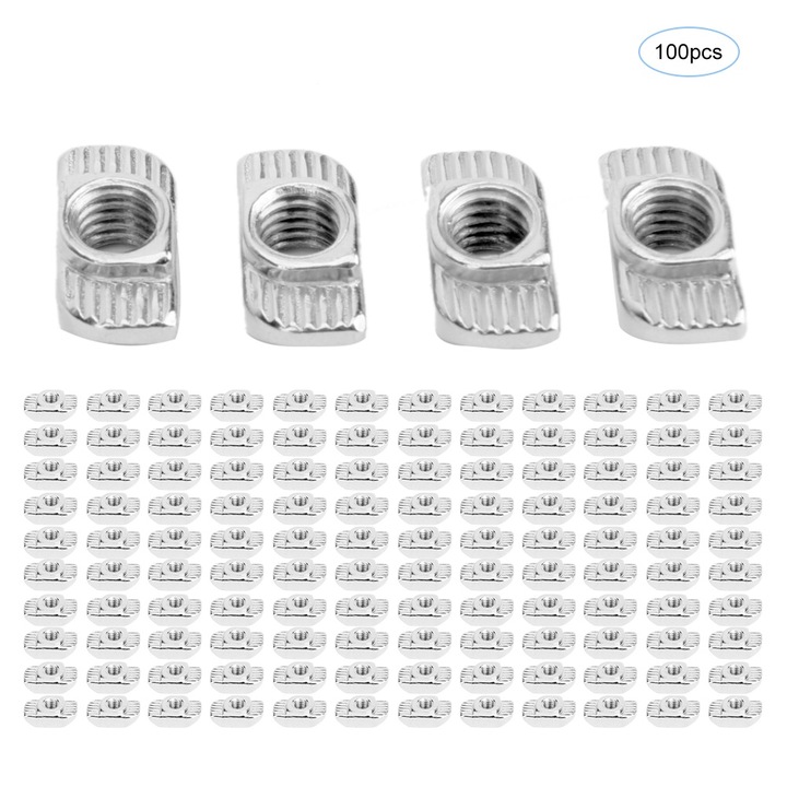 Set 100 buc Piulite T standard european, Enforose, otel carbon, dimensiuni 16x5x8mm