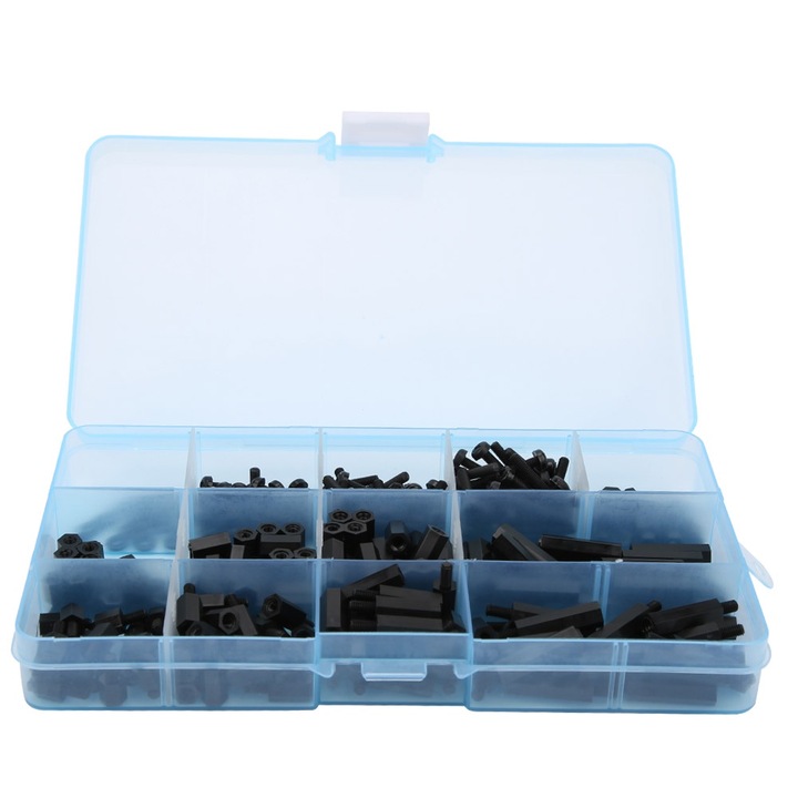 Set M3 Nylon, 310 piulite, saibe, distantiere barbat-femeie, negru, AMRINUGL