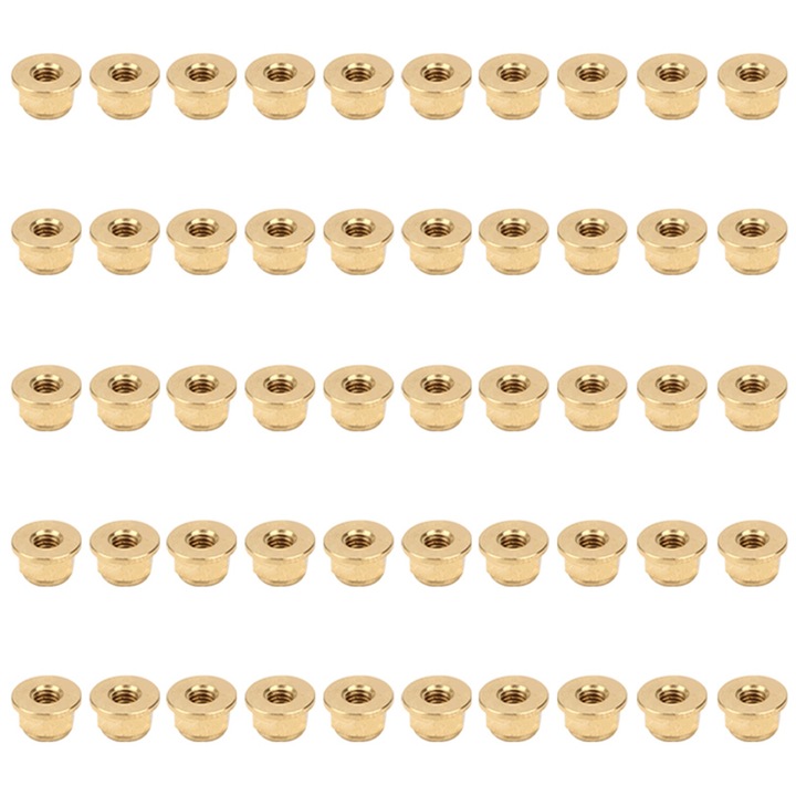 Set 50 buc. Piulite cu flansa din cupru pur, antiderapante, Enforose, M3, M4, M5, M6