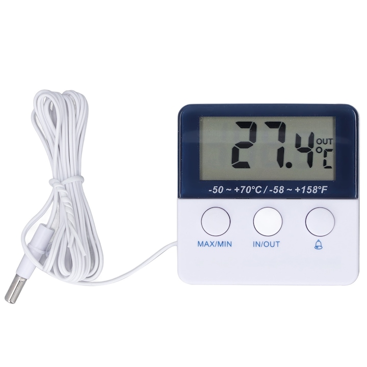 Термометър Хигрометър Mmgoqqt, 2 в 1, LCD, 6.1x6.1cm, бял