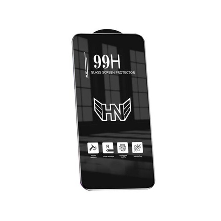 99H 3D скрийн протектор за Huawei nova Y70 Plus / nova Y70, закалено стъкло, прозрачно, черна рамка