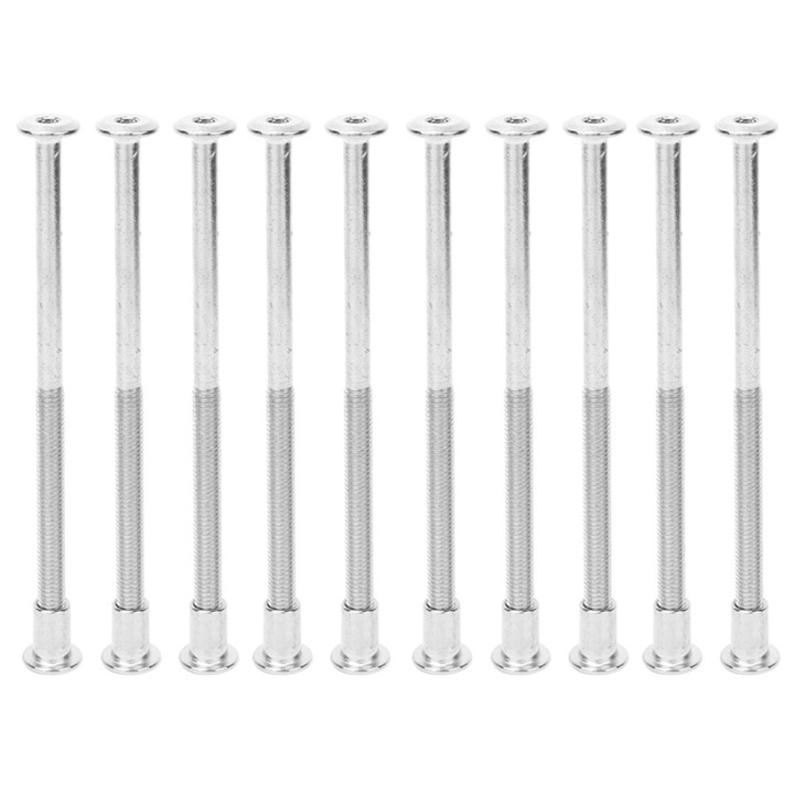 10 db hatlapfejű csavar anyával, Jormftte, szénacél, nikkelezett, 12 mm, M6 x 110