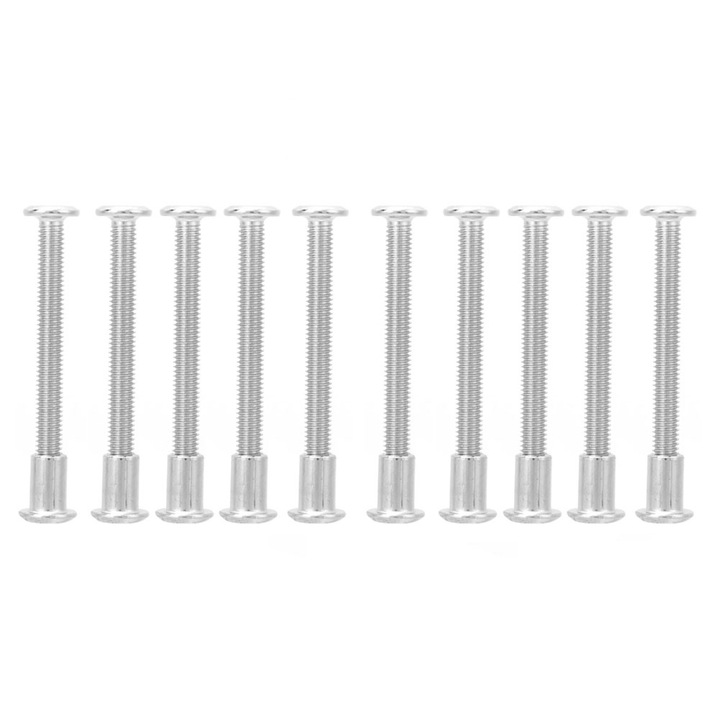 10 pár hatlapfejű csavar anyával, 12 mm-es, nikkelezett szénacél csavar-anya készletM6 x 60