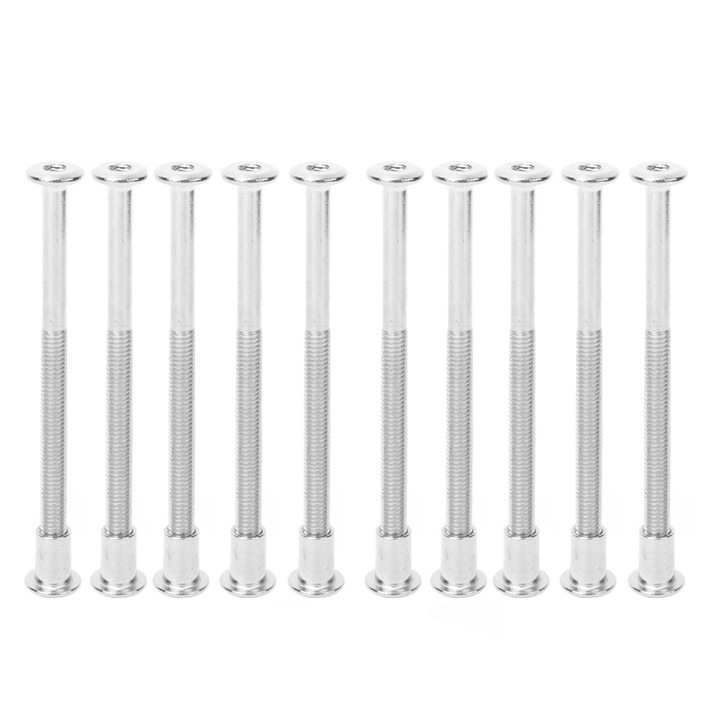 10 db hatlapfejű csavar anyával, Jormftte, szénacél, nikkelezett, 12mm, M6 x 90