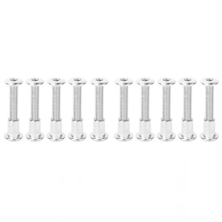 10 db hatlapfejű csavar anyákkal, Jormftte, szénacél, nikkelezett, 12mm, M6 x 35