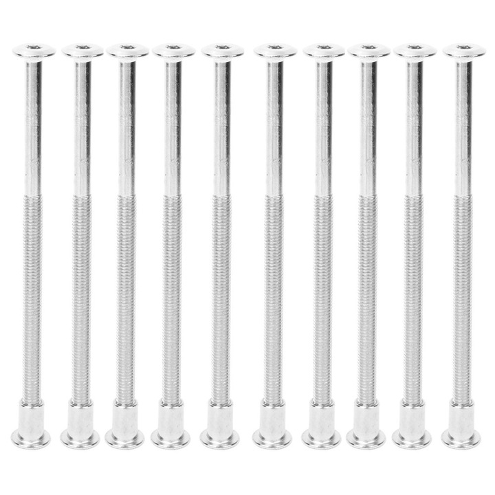 10 db hatlapfejű csavar anyákkal, Jormftte, szénacél, nikkelezett, 12 mm, M6 x 120