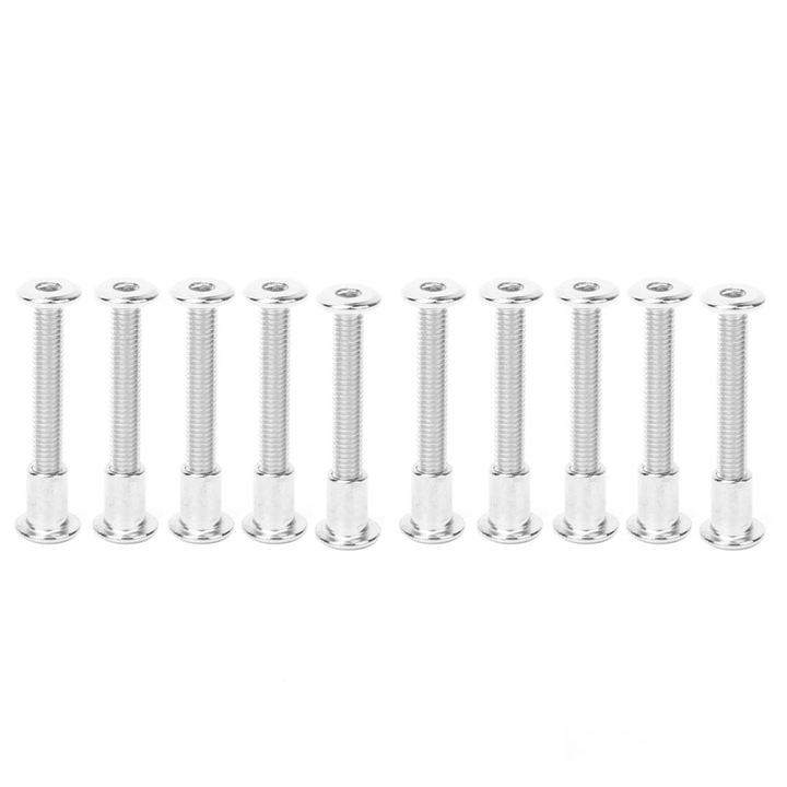 10 darab hatlapfejű csavar anyával, Jormftte, szénacél, nikkelezett, 12mm, M6 x 45