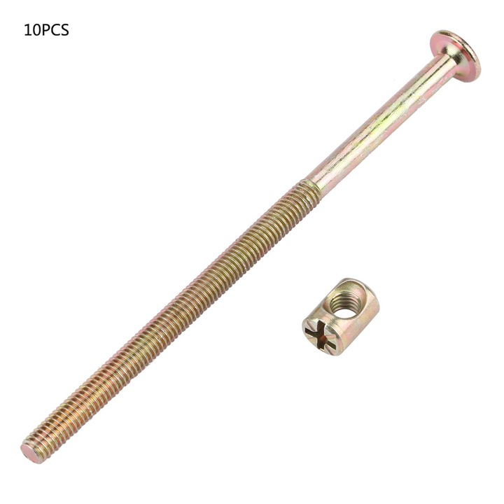 10 darab kiváló minőségű szénacél cink bevonatú, laposfejű hatlapú csavar, kalapácsfejű anya (6 * 110 mm)