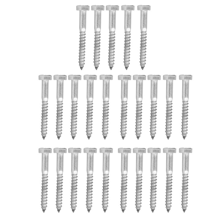 Félmenetes facsavar, rozsdamentes acél 304, hatlapfejű önmetsző facsavarok M6x50MM