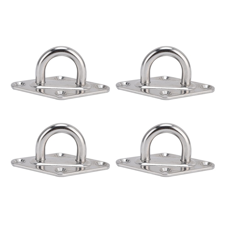 Set 4 carlige de montare, Enforose, Pentru perete, Inox, Argintiu