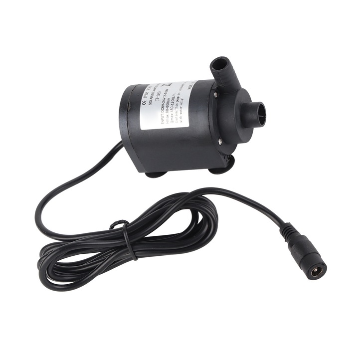 Водна помпа, 1000 л/ч, височина 7 м, DC 24V, черна, водоустойчива