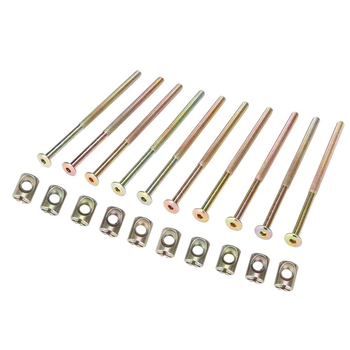 10 db M6 szénacél csavar, 120mm, bútorrögzítéshez